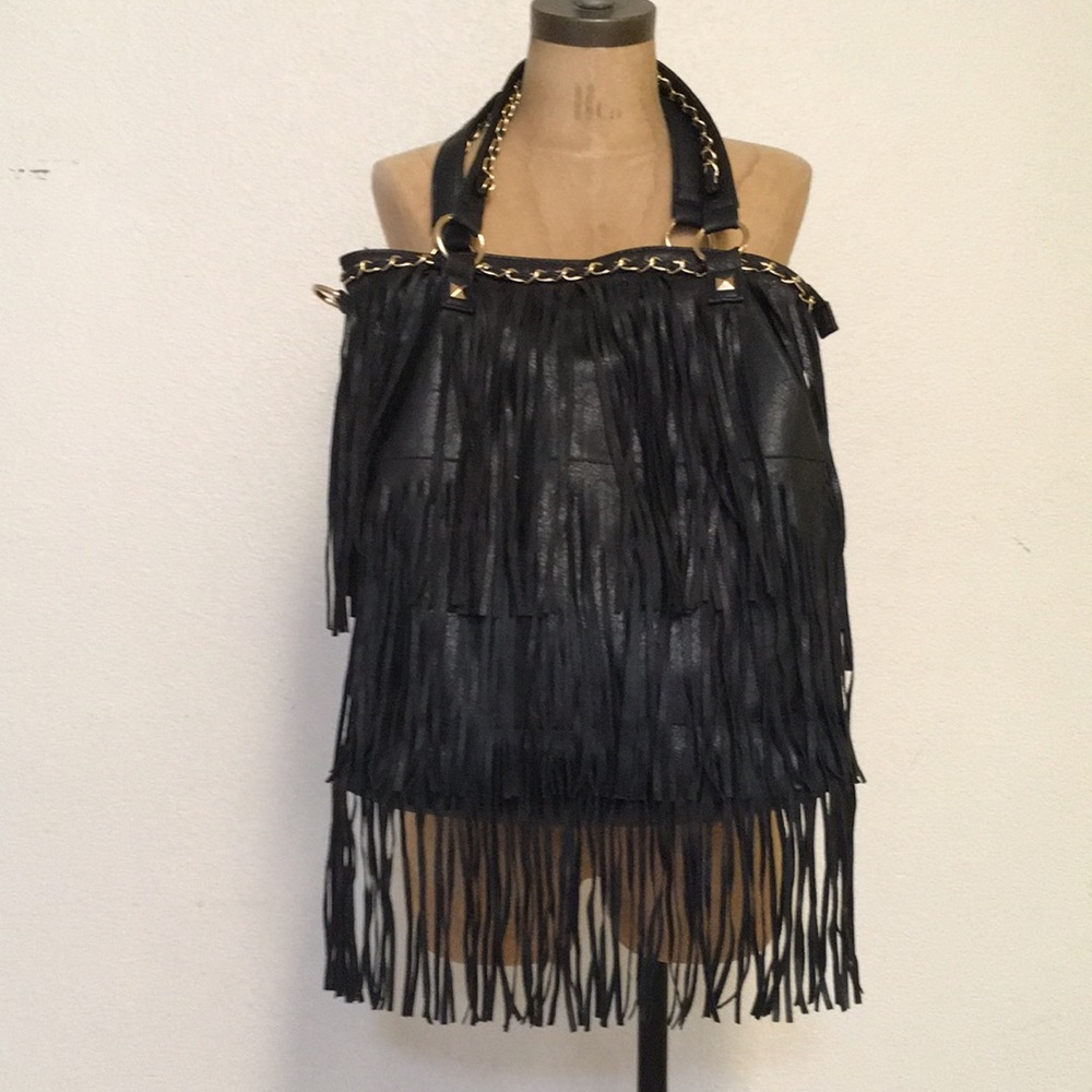 Black purse with fringe